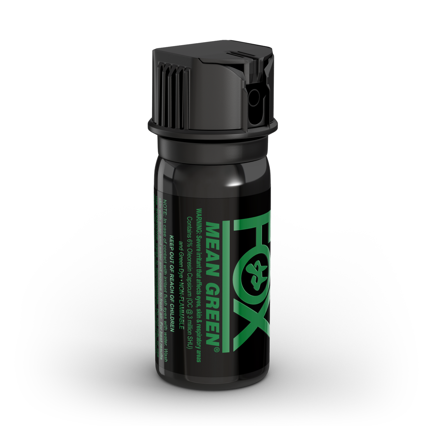 Mean Green® Staining Pepper Spray with Marking Dye, 1.5oz, Flip Top Cone Fog Spray